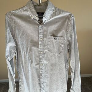 Vineyard Vines Men's Gray Checkered Button Down Shirt